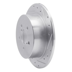 Subaru Outback Brake Rotor (1) - Rear Right - R1 Concepts - Drilled & Slotted - Silver - `05-`09
